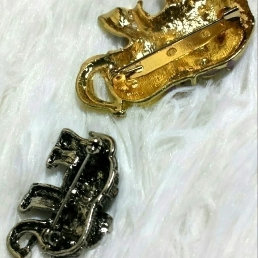 Vintage Lucky Jeweled Elephant Brooches Set